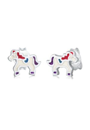 Elli Paar Ohrstecker »Kinder Pony Pferd Emaille Pastell 925er Silber«