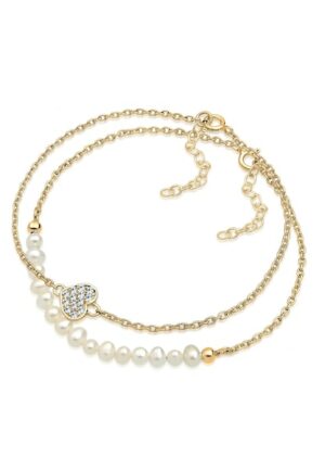 Elli Perlenarmband Set »Herz Layer Kristalle Cute 925 Silber«