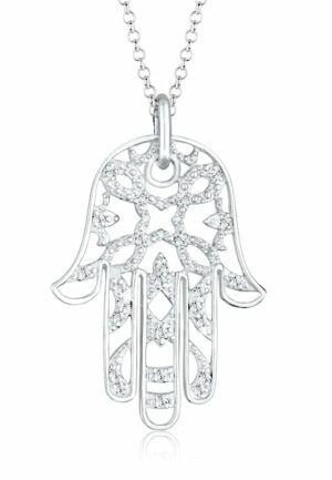 Elli Premium Collierkettchen »Hamsa Hand der Fatima Kristalle 925 Silber«