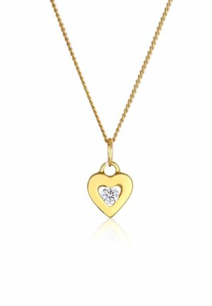 Elli Premium Collierkettchen »Herz Liebe Zirkonia 585 Charmant Gelbgold«