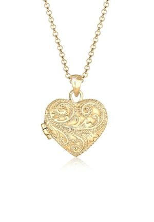 Elli Premium Kette mit Anhänger »Herz Ornament Amulett Medaillon Liebe 925 Silber«