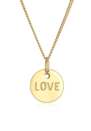 Elli Premium Kette mit Anhänger »Love-Schriftzug Liebe Wording 585 Gelbgold«