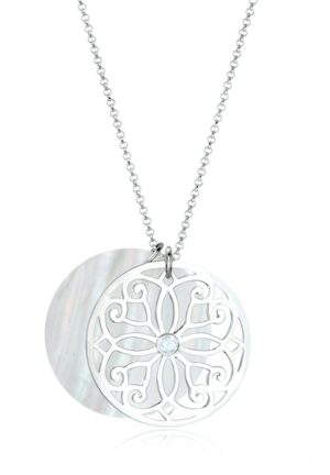 Elli Premium Kette mit Anhänger »Ornament Perlmutt Topas 925 Sterling Silber«