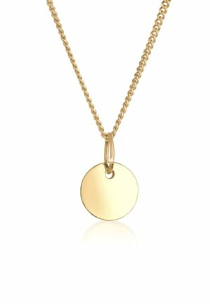 Elli Premium Kette mit Anhänger »Plättchen Coin Rund 585 Gelbgold (14 Karat)«