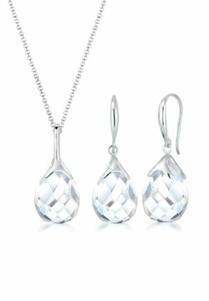 Elli Schmuckset »Tropfen Bergkristall Klassik 925 Sterling Silber«