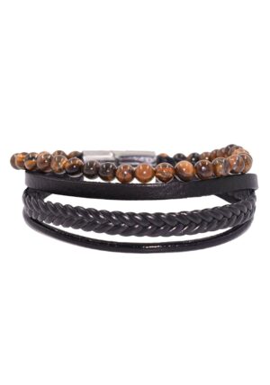 Firetti Lederarmband »Schmuck Geschenk Armschmuck Edelsteinarmband Tigerauge«