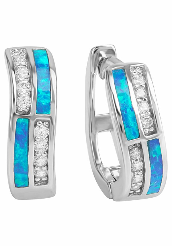 Firetti Paar Creolen »Schmuck Geschenk Silber 925 Ohrschmuck blau glitzernd«