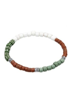 Kuzzoi Armband »Glass Beads Weiß-Braun 925 Silber«