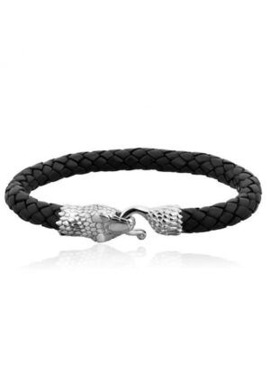 Kuzzoi Armband »Herren Echtleder Schlange Geflochten 925 Silber«