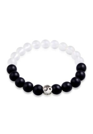 Kuzzoi Armband »Yin Yang Bead Onyx Kristall Perlen 925 Silber«