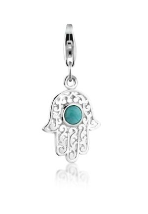 Nenalina Charm-Einhänger »Hamsa Hand Fatima Türkis Edelstein 925 Silber«