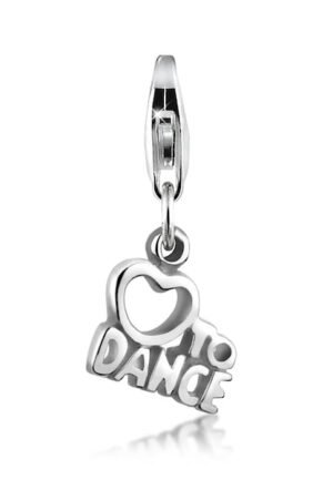 Nenalina Charm-Einhänger »"Love to Dance" Wording Herz 925 Silber«