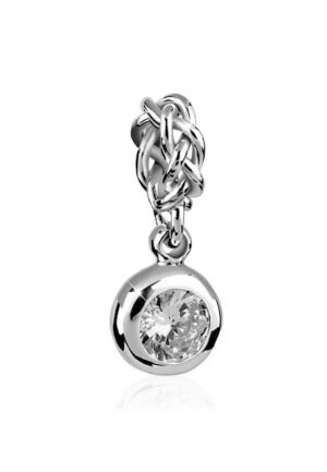 Nenalina Charm-Einhänger »Solitär Zirkonia Kristall Knoten Bead 925 Silber«