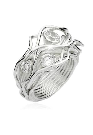 Nenalina Fingerring »Zirkonia Kristalle Gedreht Geschwungen 925 Silber«