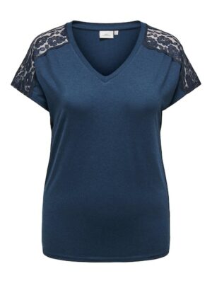 ONLY CARMAKOMA Kurzarmshirt »CARJINNY S/S V-NECK LACE TOP JRS«