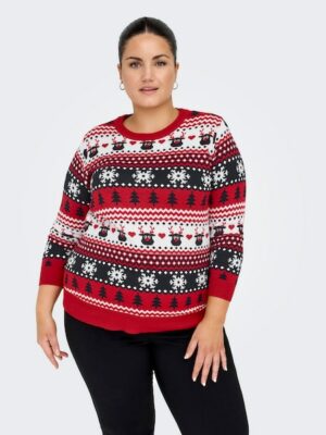 ONLY CARMAKOMA Strickpullover »CARXMAS REINDEER LS O-NECK KNT«