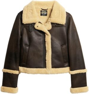 Superdry Lederimitatjacke »FAUX SHEARLING CROP JACKET«