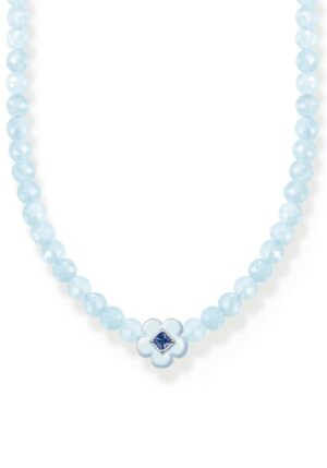 THOMAS SABO Choker »Choker Blume mit blauen Perlen