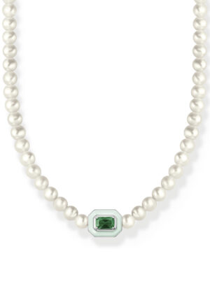 THOMAS SABO Choker »Choker Perlen mit grünem Stein