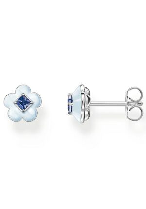 THOMAS SABO Paar Ohrstecker »Blume mit blauem Stein