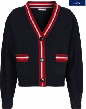 Tommy Hilfiger Curve Strickjacke »CRV VIBRANT STRIPE V-NK CARDI«