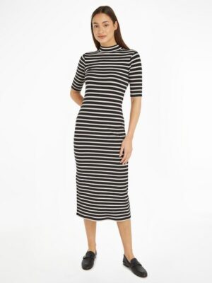 Tommy Hilfiger Jerseykleid »SLIM 5X2 RIB STRIPE MIDI DRS 1/2«