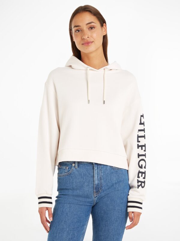 Tommy Hilfiger Kapuzensweatshirt »REG MONOTYPE SLV CROP HOODIE«