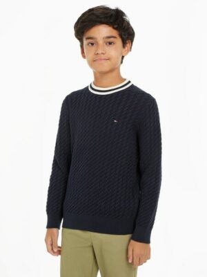 Tommy Hilfiger Rundhalspullover »RINGER CABLE SWEATER«