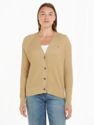 Tommy Hilfiger Strickjacke »CO CABLE V-NK CARDIGAN«