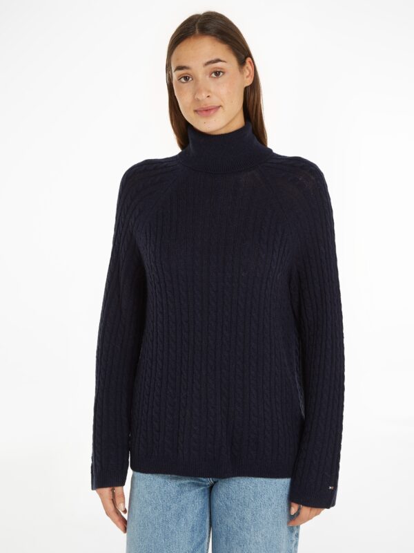 Tommy Hilfiger Strickpullover »SOFT WOOL AO CABLE ROLL-NK SWT«