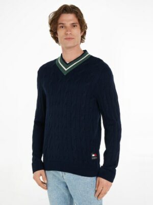 Tommy Jeans Strickpullover »TJM REG V-NECK CABLE SWEATER«