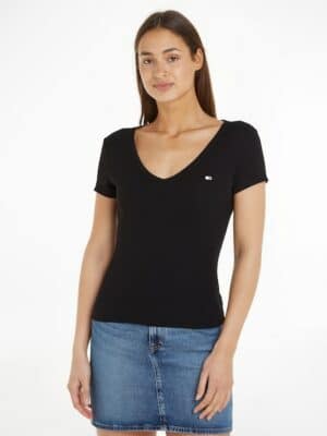 Tommy Jeans T-Shirt »Slim Essential Rib V-Neck Rippshirt«