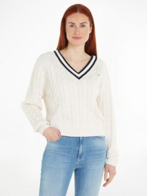 Tommy Jeans V-Ausschnitt-Pullover »TJW V-NECK CABLE SWEATER«