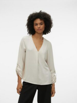 Vero Moda Langarmbluse »VMKAS LS V-NECK TOP WVN GA NOOS«