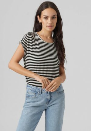 Vero Moda Rundhalsshirt »VMAVA PLAIN SS TOP STRIPE GA JRS NOOS«