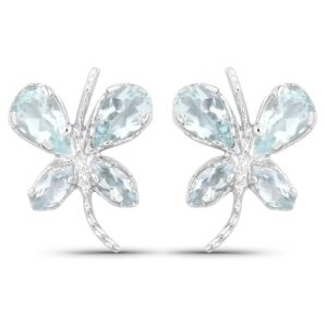 Vira Jewels Paar Ohrstecker »925-Sterling Silber rhodiniert Glänzend Aquamarine hellblau«