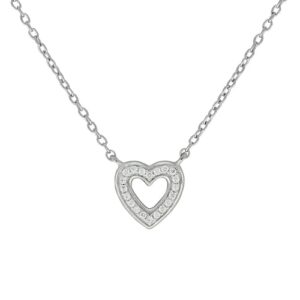 Zeeme Collierkettchen »925/- Sterling Silber rhodiniert Herz Zirkonia«