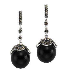 Zeeme Paar Ohrhänger »925/- Sterling Silber rhodiniert Onyx«